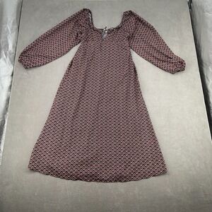 Böhme A-Line Dress Womens S Black Geometric Chic Off the Shoulder Smocked Back